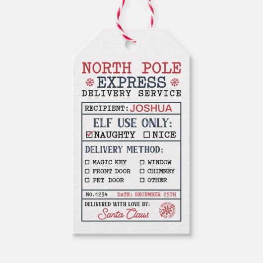 Gepersonaliseerde North Pole Express levering Cadeaulabel (Voorkant)