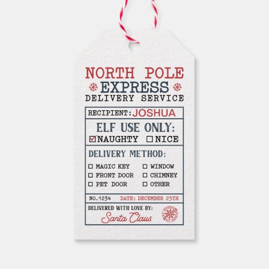 Gepersonaliseerde North Pole Express levering Cadeaulabel (Achterkant)