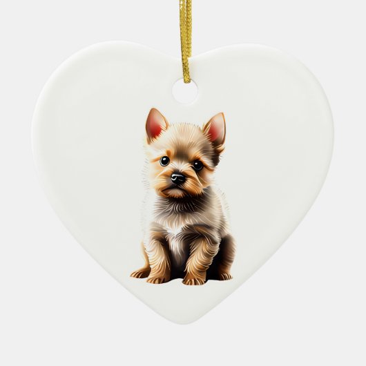 Gepersonaliseerde Norwich Terrier Puppy Keramisch Ornament (Voorkant)