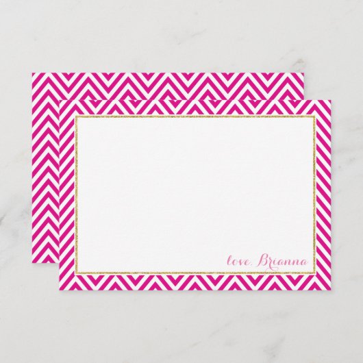 GEPERSONALISEERDE NOTE chervon patroon goud heet r Kaart (Voorkant / Achterkant)