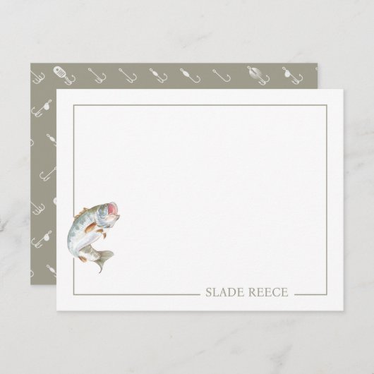 Gepersonaliseerde Note Kaart Set, Vis briefpapier (Voorkant / Achterkant)