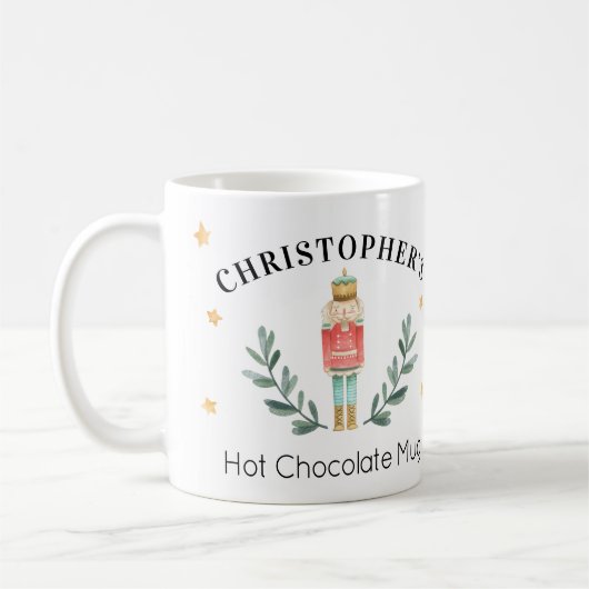 Gepersonaliseerde Notenkraker Kerst Hot Cocoa Mok (Links)