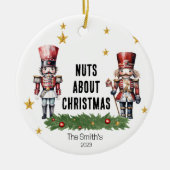 Gepersonaliseerde Notenkraker Kerstmis Keramisch Ornament (Voorkant)