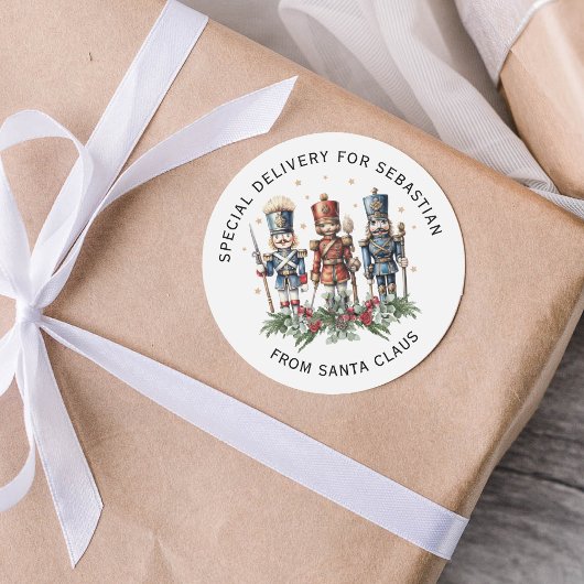 Gepersonaliseerde Notenkraker Kinder Kerst Ronde Sticker