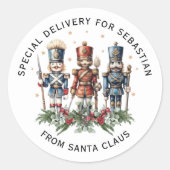 Gepersonaliseerde Notenkraker Kinder Kerst Ronde Sticker (Voorkant)