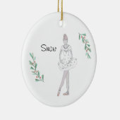 Gepersonaliseerde Notenkraker Snowball Keepsake Keramisch Ornament (Rechts)