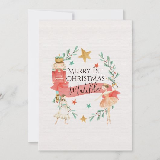 Gepersonaliseerde Notenkraker Thema Eerste Kerst K Feestdagenkaart (Voorkant)