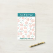 Gepersonaliseerde Notitieblok-Blauwgroen border ve Post-it® Notes (Op bureau)