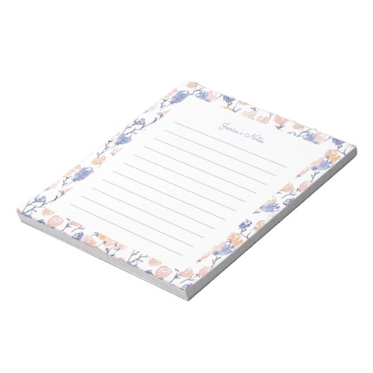 Gepersonaliseerde notitieblok met perzik- en paars (Linkerzijde)
