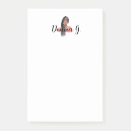 Gepersonaliseerde Notitieblok Zwart Meisje Vlechte Post-it® Notes