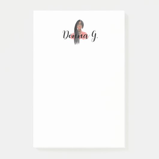 Gepersonaliseerde Notitieblok Zwart Meisje Vlechte Post-it® Notes (Voorkant)