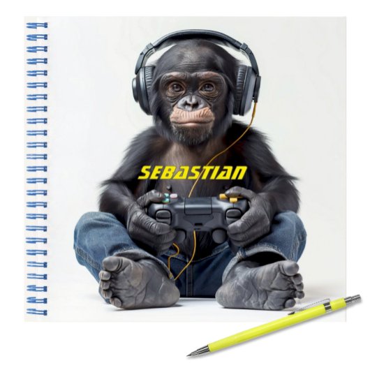 Gepersonaliseerde Notitieboek Gamer Chimp voor kin