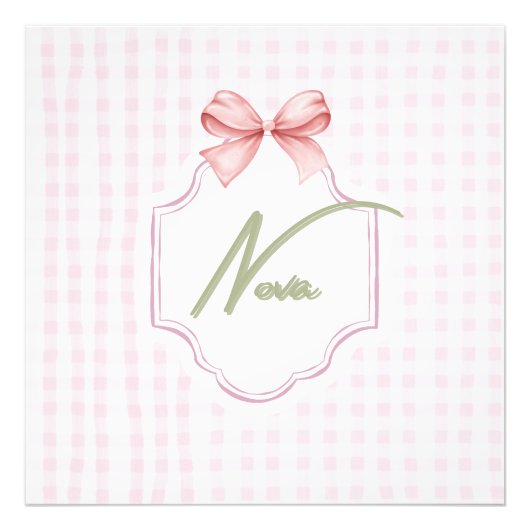 Gepersonaliseerde Nova Baby Girl Nursery Bow & Gin Foto Afdruk (Voorkant)
