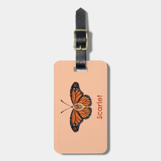 Gepersonaliseerde november Citrine Monarch Butterf Bagagelabel (Voorkant verticaal)