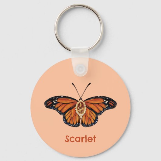 Gepersonaliseerde november Citrine Monarch Butterf Sleutelhanger (Voorkant)