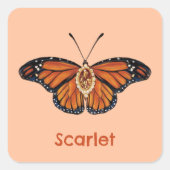 Gepersonaliseerde november Citrine Monarch Butterf Vierkante Sticker (Voorkant)