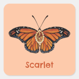 Gepersonaliseerde november Citrine Monarch Butterf Vierkante Sticker