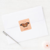 Gepersonaliseerde november Citrine Monarch Butterf Vierkante Sticker (Envelop)