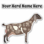 Gepersonaliseerde Nubian Dairy Goat Sticker (Voorkant)