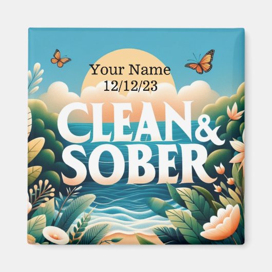 Gepersonaliseerde nuchterheid Clean & Sober Magnet (Voorkant)