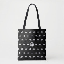 Gepersonaliseerde nummer 88 op zwart tote bag