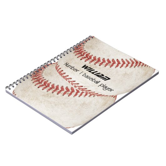 Gepersonaliseerde nummer één honkbalspeler Rustic Notitieboek (Linkerzijde)