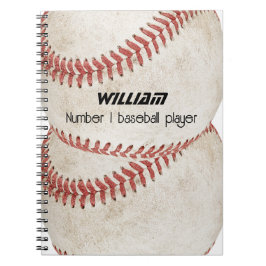 Gepersonaliseerde nummer één honkbalspeler Rustic Notitieboek