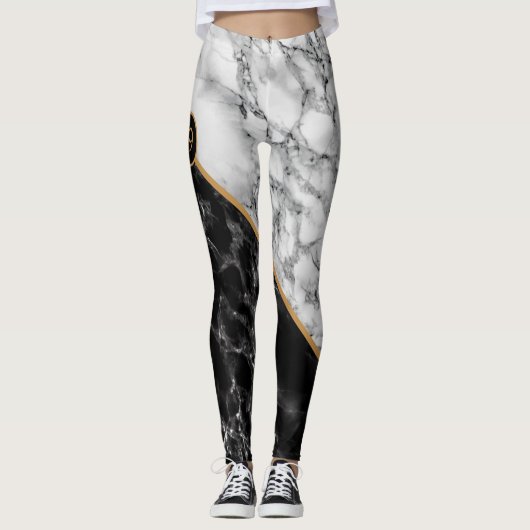 gepersonaliseerde Nummers Leggings zwarte witte ma (Voorkant)