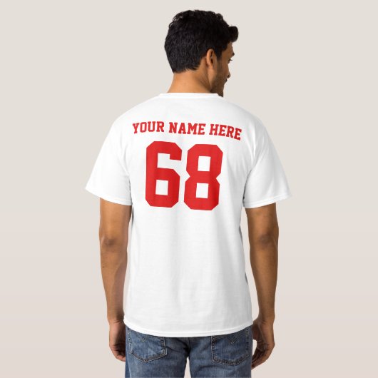Gepersonaliseerde nummers Naam Rood T-shirt (Achterkant volledig)