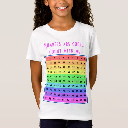 Gepersonaliseerde "Nummers zijn cool!" 1-100 Grafi T-shirt (Voorkant)