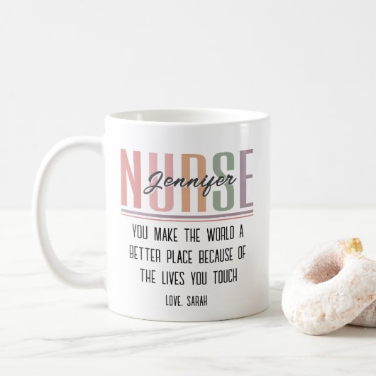 Gepersonaliseerde Nurse Appreciation Gift Mok (Met donut)