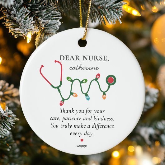 Gepersonaliseerde Nurse Appreciation Holiday Gift Keramisch Ornament