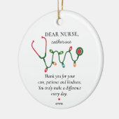 Gepersonaliseerde Nurse Appreciation Holiday Gift Keramisch Ornament (Links)