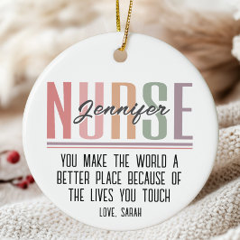 Gepersonaliseerde Nurse Appreciation Kerstmis Keramisch Ornament