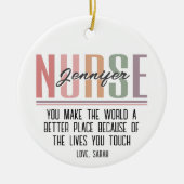 Gepersonaliseerde Nurse Appreciation Kerstmis Keramisch Ornament (Voorkant)