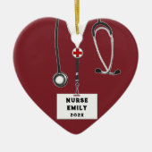 Gepersonaliseerde Nurse Christmas Collectible 2025 Keramisch Ornament (Voorkant)