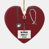 Gepersonaliseerde Nurse Christmas Collectible 2025 Keramisch Ornament (Achterkant)