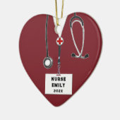 Gepersonaliseerde Nurse Christmas Collectible 2025 Keramisch Ornament (Links)