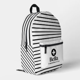 Gepersonaliseerde Nurse Name Stripe Bedrukte Rugzak