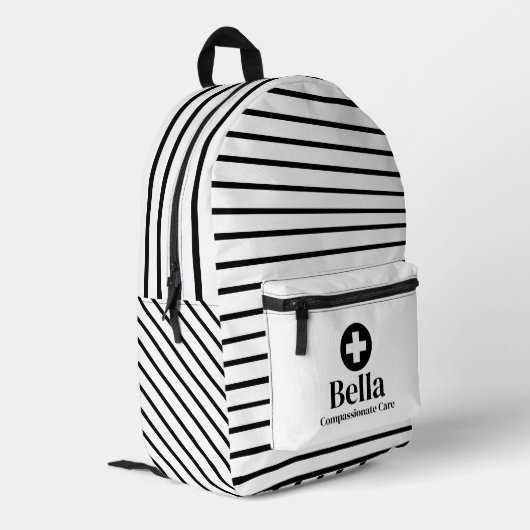 Gepersonaliseerde Nurse Name Stripe Bedrukte Rugzak (Achterkant Hoek Links)