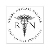 Gepersonaliseerde Nurse Rubber Stamp w / Caduceus  Zelfinktende Stempel (Design)