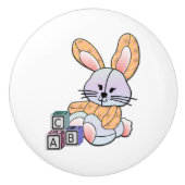 Gepersonaliseerde Nursery Art - Bunny Keramische Knop (Voorkant)