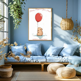 Gepersonaliseerde Nursery Art – Capybara & Red Bal Perfect Poster