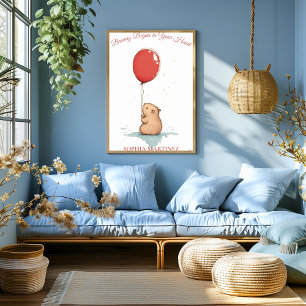 Gepersonaliseerde Nursery Art – Capybara & Red Bal Perfect Poster