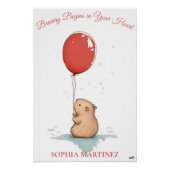 Gepersonaliseerde Nursery Art – Capybara & Red Bal Perfect Poster (Voorkant)