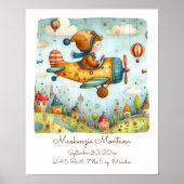 Gepersonaliseerde Nursery Art Child Flying Plane Poster (Voorkant)