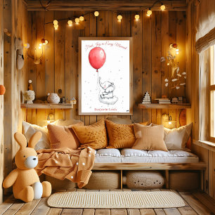 Gepersonaliseerde Nursery Art – Elephant on a Clou Perfect Poster