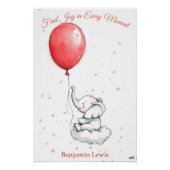 Gepersonaliseerde Nursery Art – Elephant on a Clou Perfect Poster (Voorkant)