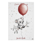 Gepersonaliseerde Nursery Art – Koala met rode bal Perfect Poster (Voorkant)