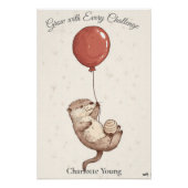 Gepersonaliseerde Nursery Art – Otter met rode bal Perfect Poster (Voorkant)